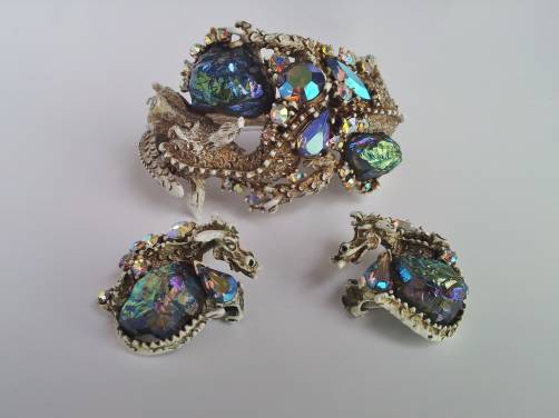 HAR vintage Dragon bracelet & earrings, 1959, American